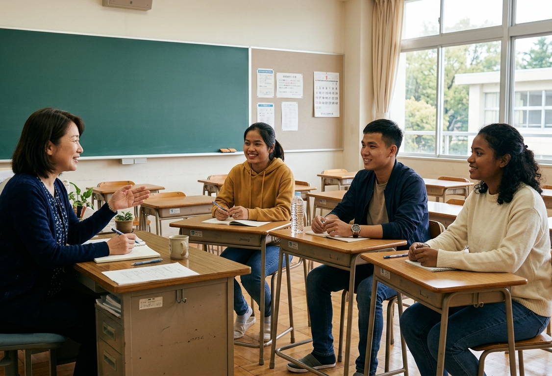 留学生の生活をサポートする様子